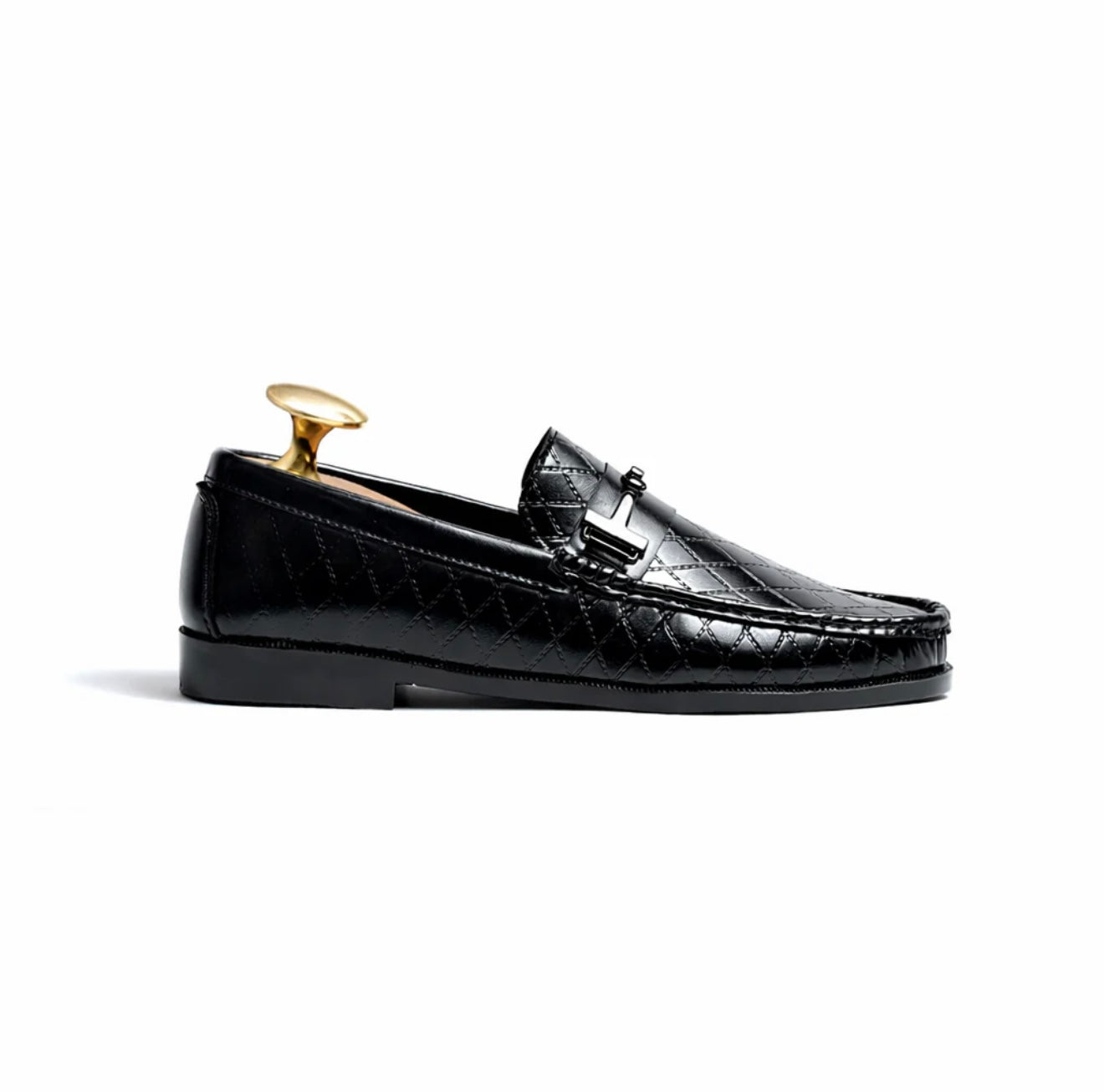 LIVV Royale Mens Horsebit Black Leather CD Loafers Shoes